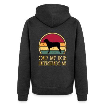 Anatolischer Schäferhund Silhouette Retro Sonnenuntergang - Unisex Premium Bio Zip Hoodie - Anthrazit meliert - Hinten - Nico (187cm)