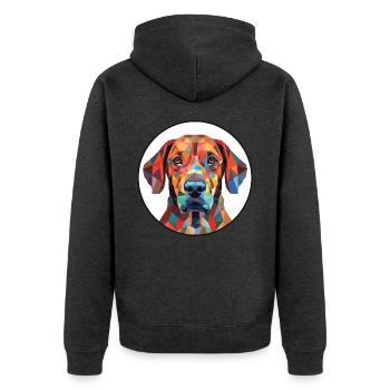 Plott Hund Hund Rasse Aquarell Illustration - Unisex Premium Bio Zip Hoodie - Anthrazit meliert - Hinten - Nico (187cm)