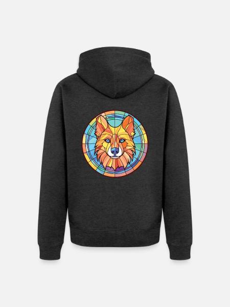 Deutsche Jagdterrier Hunderasse Aquarellglas - Unisex Premium Bio Zip Hoodie - Anthrazit meliert