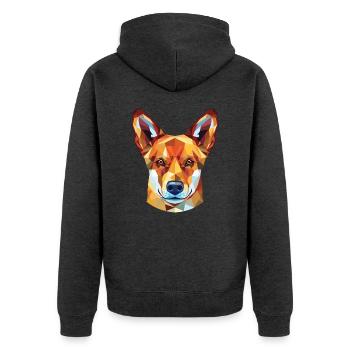 Dingo-Hunderasse Bunte Aquarell-Illustration - Unisex Premium Bio Zip Hoodie - Anthrazit meliert - Hinten - Nico (187cm)