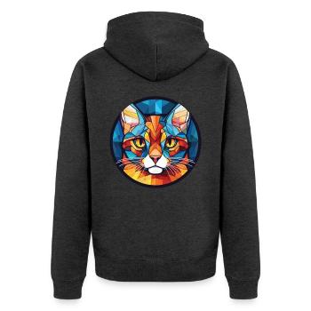 Deutsche Rex-Katze bunte Aquarell-Illustration - Unisex Premium Bio Zip Hoodie - Anthrazit meliert - Hinten - Nico (187cm)