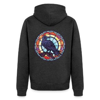Rabe Buntes Aquarell Tier Haustier Illustration - Unisex Premium Bio Zip Hoodie - Anthrazit meliert - Hinten - Nico (187cm)