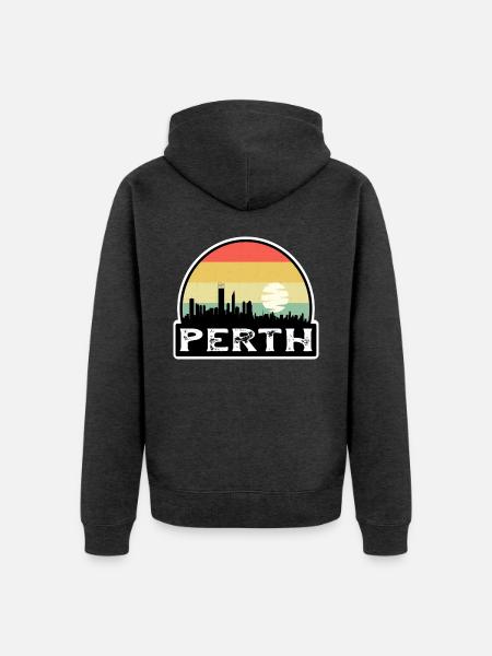 Perth Australien Flagge Skyline Reise-Souvenir - Unisex Premium Bio Zip Hoodie - Anthrazit meliert