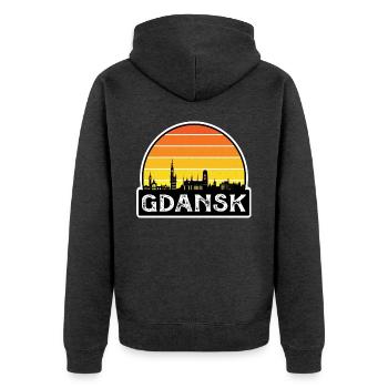 Danzig Polen Flagge Skyline Reisesouvenir - Unisex Premium Bio Zip Hoodie - Anthrazit meliert - Hinten - Nico (187cm)