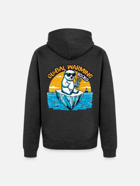 Global Warming Rocks - Unisex Premium Bio Zip Hoodie - Anthrazit meliert