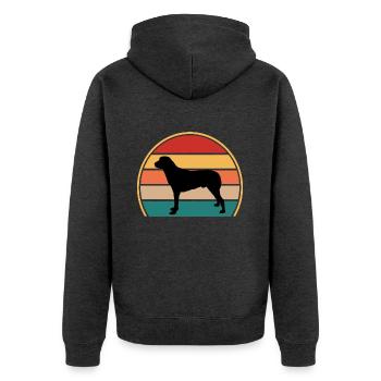 Anatolischer Schäferhund Silhouette Retro Sonnenuntergang - Unisex Premium Bio Zip Hoodie - Anthrazit meliert - Hinten - Nico (187cm)