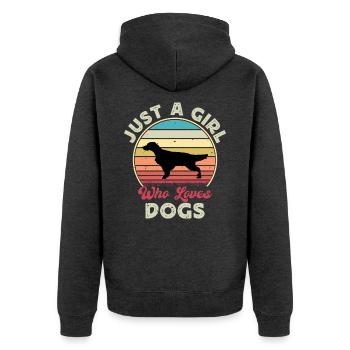 Englisch Setter Hundeliebhaber Silhouette Vintage Sonnenuntergang - Unisex Premium Bio Zip Hoodie - Anthrazit meliert - Hinten - Nico (187cm)