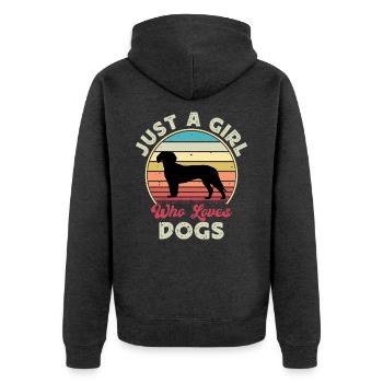 Deutsche Bracke Dog Love Silhouette Vintage Sunset - Unisex Premium Bio Zip Hoodie - Anthrazit meliert - Hinten - Nico (187cm)