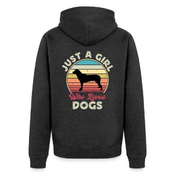 Anatolischer Schäferhund Silhouette Retro Sonnenuntergang - Unisex Premium Bio Zip Hoodie - Anthrazit meliert - Hinten - Nico (187cm)