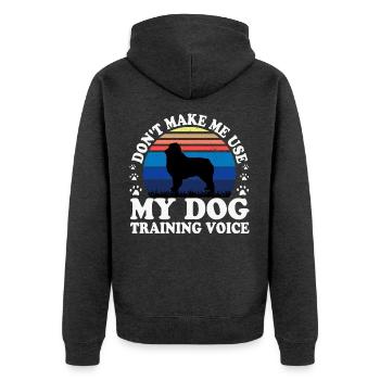 Austrealian Shephard Hund Silhouette Retro Sonnenuntergang - Unisex Premium Bio Zip Hoodie - Anthrazit meliert - Hinten - Nico (187cm)