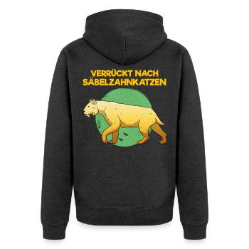 Säbelzahnkatze Säbelzahntiger Steinzeit Archäologe - Unisex Premium Bio Zip Hoodie - Anthrazit meliert - Hinten - Nico (187cm)