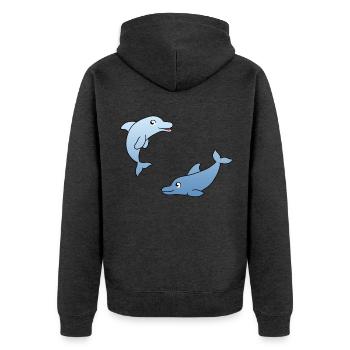 Dolphin - Unisex Premium Bio Zip Hoodie - Anthrazit meliert - Hinten - Nico (187cm)