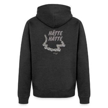 Hätte Hätte Fahrradkette Lustig Fun Motiv - Unisex Premium Bio Zip Hoodie - Anthrazit meliert - Hinten - Nico (187cm)