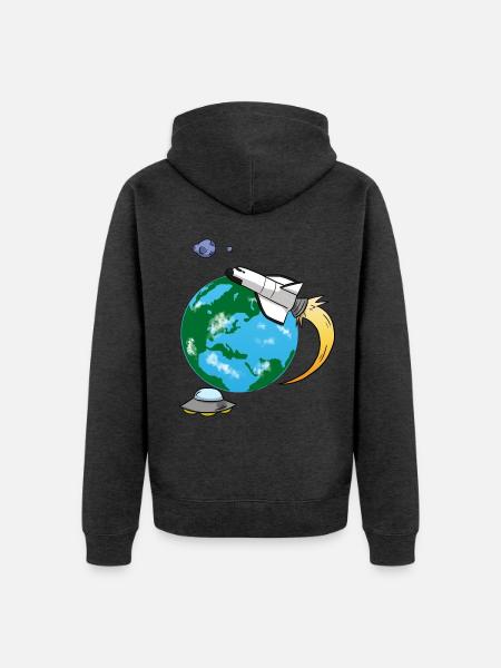 Fliegende Rakete - Unisex Premium Bio Zip Hoodie - Anthrazit meliert