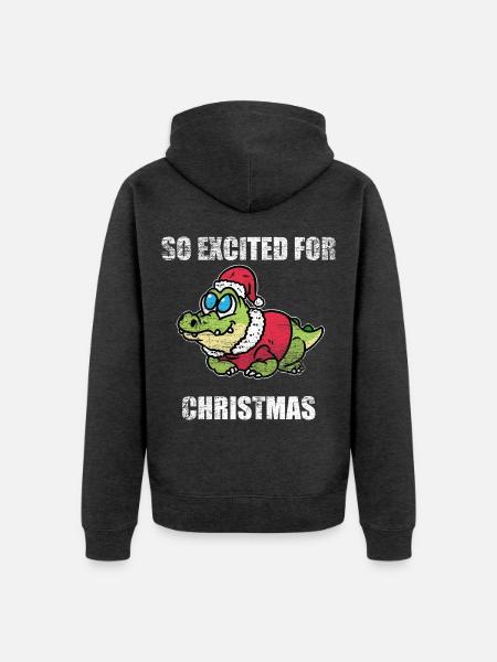 Festlicher Alligator Weihnachtsmann - Unisex Premium Bio Zip Hoodie - Anthrazit meliert