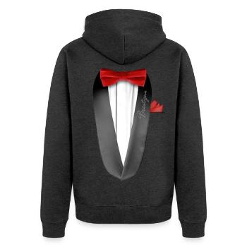 JGA Bräutigam - Unisex Premium Bio Zip Hoodie - Anthrazit meliert - Hinten - Nico (187cm)