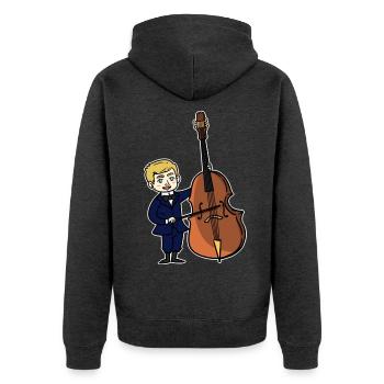 Eifriger Kontrabass Orchesterkind - Unisex Premium Bio Zip Hoodie - Anthrazit meliert - Hinten - Nico (187cm)