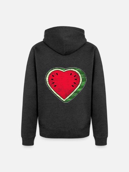 Erfrischende Wassermelone Herzform - Unisex Premium Bio Zip Hoodie - Anthrazit meliert