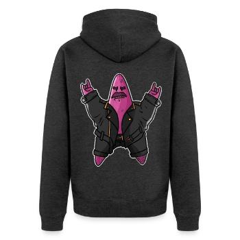 Funkelnder Seestern Korallenriff - Unisex Premium Bio Zip Hoodie - Anthrazit meliert - Hinten - Nico (187cm)