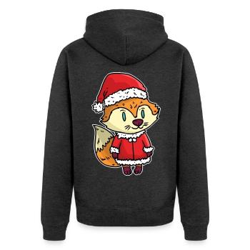 Festlicher Weihnachtsfuchs Winterwald - Unisex Premium Bio Zip Hoodie - Anthrazit meliert - Hinten - Nico (187cm)