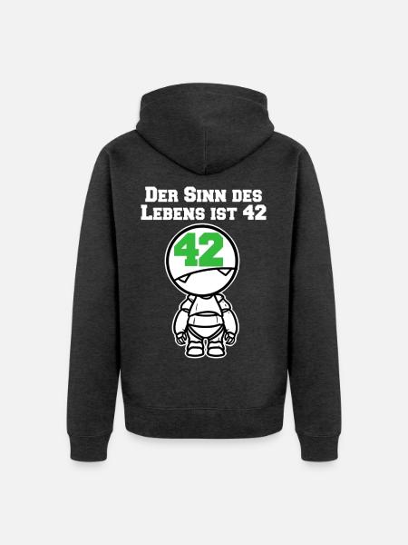 Durchgeknallter Lebenssinn Galaxis - Unisex Premium Bio Zip Hoodie - Anthrazit meliert