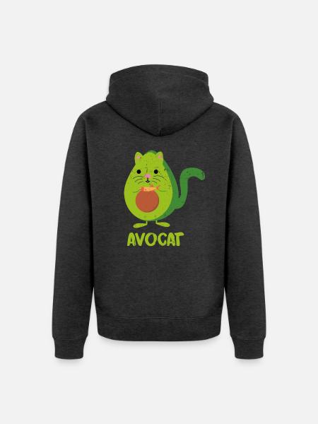 Verschmuste Avocado Samtpfötchen - Unisex Premium Bio Zip Hoodie - Anthrazit meliert
