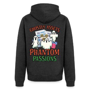 Geisterhaftes Vermögen Phantom Leidenschaften Grus - Unisex Premium Bio Zip Hoodie - Anthrazit meliert - Hinten - Nico (187cm)