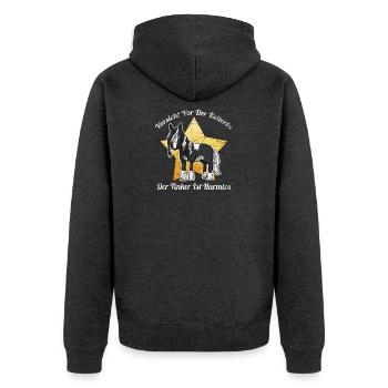 Irish Tinker Pferd Gypsy Cop - Unisex Premium Bio Zip Hoodie - Anthrazit meliert - Hinten - Nico (187cm)