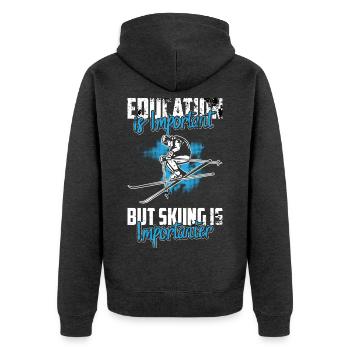 Ski - Unisex Premium Bio Zip Hoodie - Anthrazit meliert - Hinten - Nico (187cm)