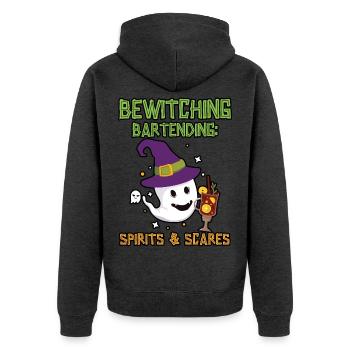 Verhexendes Bartending: Geister & Schreckgespenste - Unisex Premium Bio Zip Hoodie - Anthrazit meliert - Hinten - Nico (187cm)