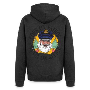 Cops auf Streife Weihnachtsmann auf Schlitten Poli - Unisex Premium Bio Zip Hoodie - Anthrazit meliert - Hinten - Nico (187cm)