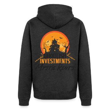 Gespenstische Investitionen Mystic Rents Halloween - Unisex Premium Bio Zip Hoodie - Anthrazit meliert - Hinten - Nico (187cm)