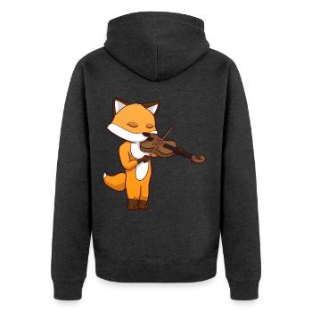 Violin Fox - Unisex Premium Bio Zip Hoodie - Anthrazit meliert - Hinten - Nico (187cm)
