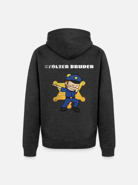 Bruder Polizei - Unisex Premium Bio Zip Hoodie - Anthrazit meliert