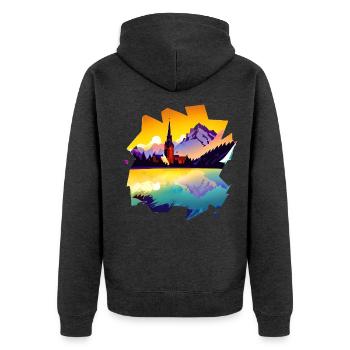 Deutschland ist ein Land mit üppiger Natur - Unisex Premium Bio Zip Hoodie - Anthrazit meliert - Hinten - Nico (187cm)
