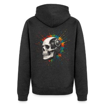 Mechanical Skull Steampunk Colorful Splash - Unisex Premium Bio Zip Hoodie - Anthrazit meliert - Hinten - Nico (187cm)