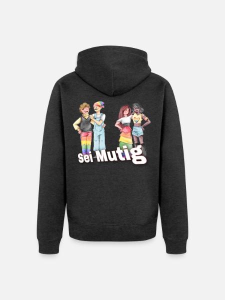 Sei Mutig Pride-Illustration: Vielfalt - Unisex Premium Bio Zip Hoodie - Anthrazit meliert