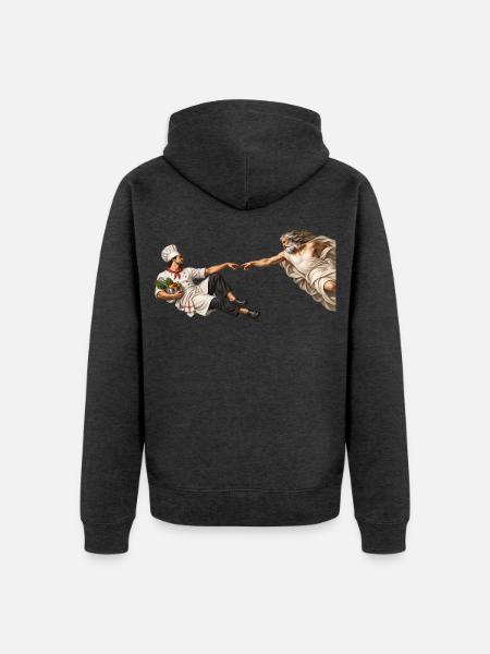 Die Erschaffung des Kochs - Unisex Premium Bio Zip Hoodie - Anthrazit meliert