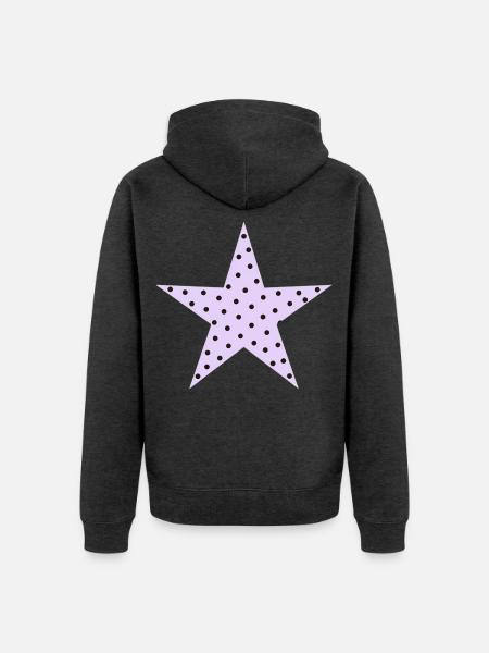 Sternlila-schwarze Punktpunkte - Unisex Premium Bio Zip Hoodie - Anthrazit meliert