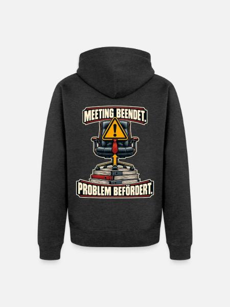 Problem befördert - Unisex Premium Bio Zip Hoodie - Anthrazit meliert