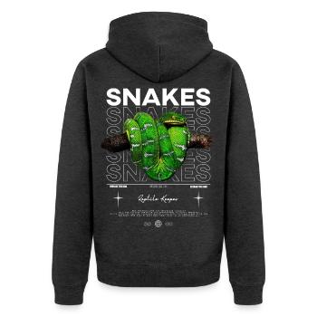 Smaragdbaum-Boa-Schlangenhüter Reptilienhüter - Unisex Premium Bio Zip Hoodie - Anthrazit meliert - Hinten - Nico (187cm)