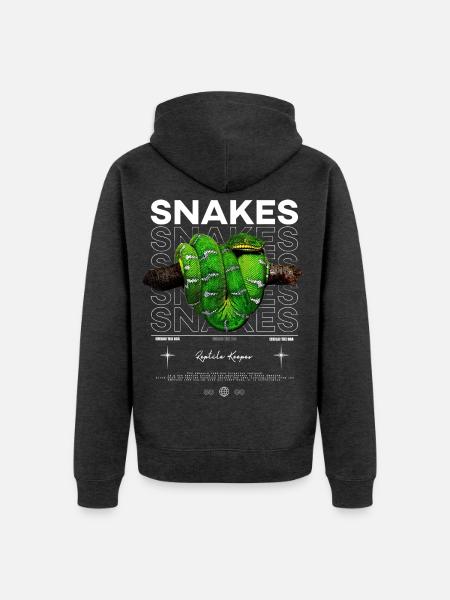 Smaragdbaum-Boa-Schlangenhüter Reptilienhüter - Unisex Premium Bio Zip Hoodie - Anthrazit meliert