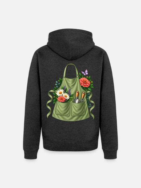 Gärtnerin Geschenkidee Gartenschürze Werkzeug - Unisex Premium Bio Zip Hoodie - Anthrazit meliert