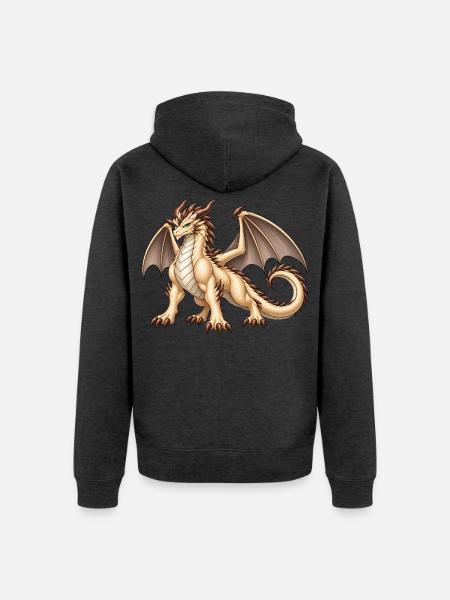 Majestätischer Champignondrache – Fantasy Drache - Unisex Premium Bio Zip Hoodie - Anthrazit meliert