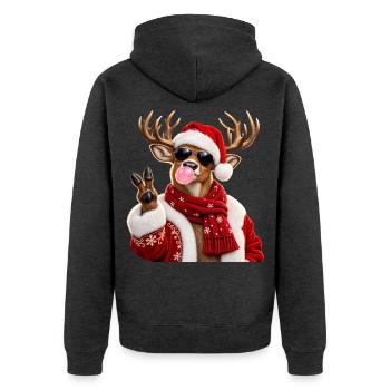 Christmas Reindeer Bubble Gum Sunglasses Santa - Unisex Premium Bio Zip Hoodie - Anthrazit meliert - Hinten - Nico (187cm)