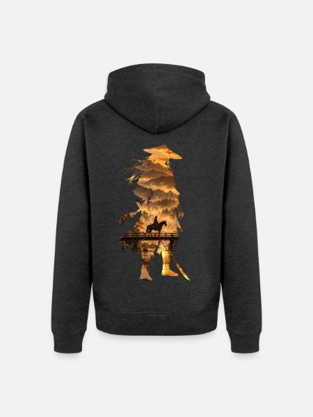 Samurai - Unisex Premium Bio Zip Hoodie - Anthrazit meliert