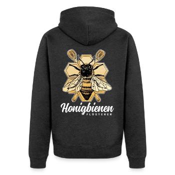 Honigbienen Flüsterer - Unisex Premium Bio Zip Hoodie - Anthrazit meliert - Hinten - Nico (187cm)