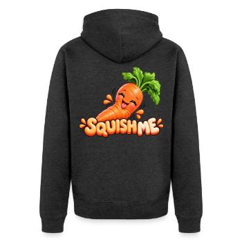 Kuschelige Karotte SquishMe - Unisex Premium Bio Zip Hoodie - Anthrazit meliert - Hinten - Nico (187cm)