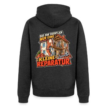 Kleine Reparatur Bauwitz - Unisex Premium Bio Zip Hoodie - Anthrazit meliert - Hinten - Nico (187cm)