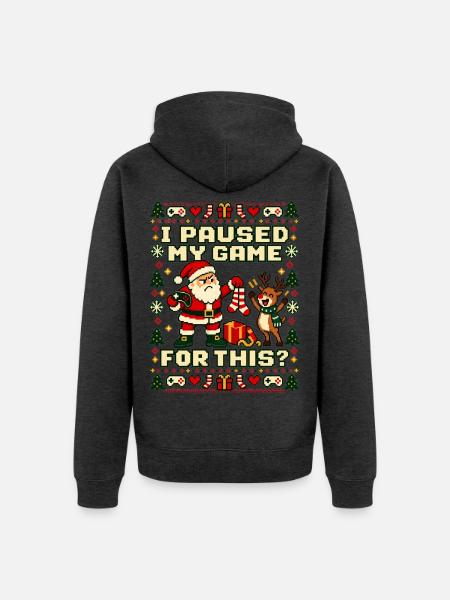 Weihnachten Gamer Weihnachtsmann - Unisex Premium Bio Zip Hoodie - Anthrazit meliert